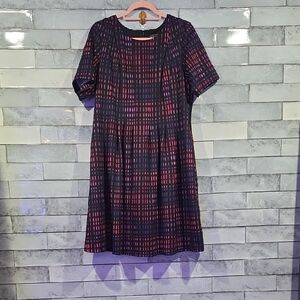 Jessica Howard Black, Pink And Purple Patterned Midi Dress Size 14w